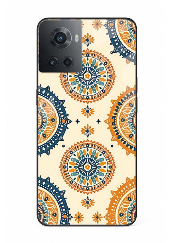 Orange Mandala Pattern vibrant mandala pattern OnePlus 10R glass back cover