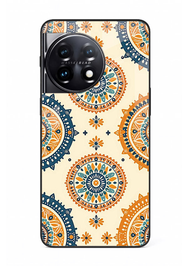 Orange Mandala Pattern vibrant mandala pattern OnePlus 11 glass back cover