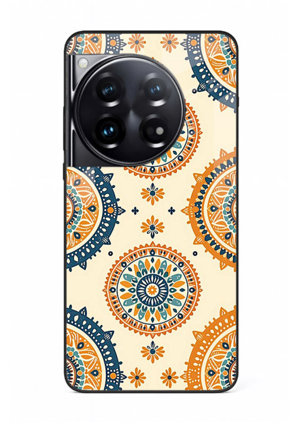 Orange Mandala Pattern vibrant mandala pattern OnePlus 12 glass back cover