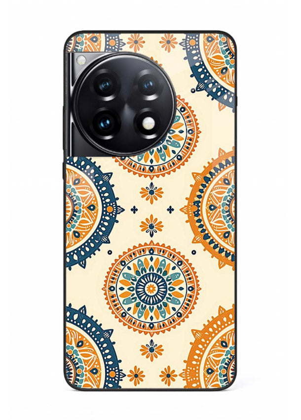 Orange Mandala Pattern vibrant mandala pattern OnePlus 12R glass back cover