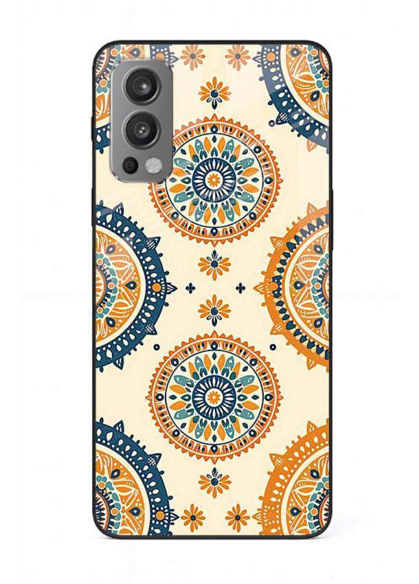 Orange Mandala Pattern vibrant mandala pattern OnePlus Nord 2 glass back cover