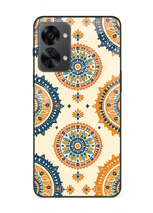 Orange Mandala Pattern vibrant mandala pattern OnePlus Nord 2T glass back cover