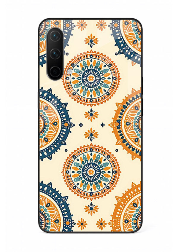 Orange Mandala Pattern vibrant mandala pattern OnePlus Nord CE 5G glass back cover
