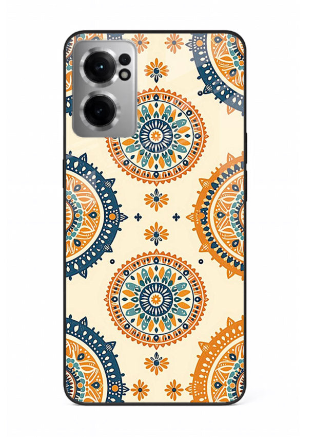Orange Mandala Pattern vibrant mandala pattern OnePlus Nord CE2 5G glass back cover