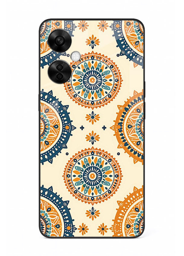 Orange Mandala Pattern vibrant mandala pattern OnePlus Nord CE3 Lite glass back cover