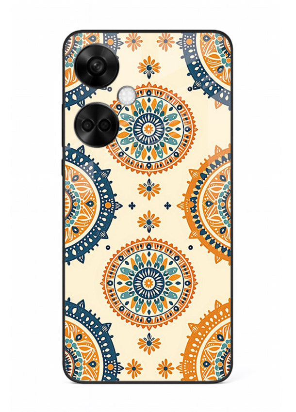 Orange Mandala Pattern vibrant mandala pattern OnePlus Nord CE3 glass back cover
