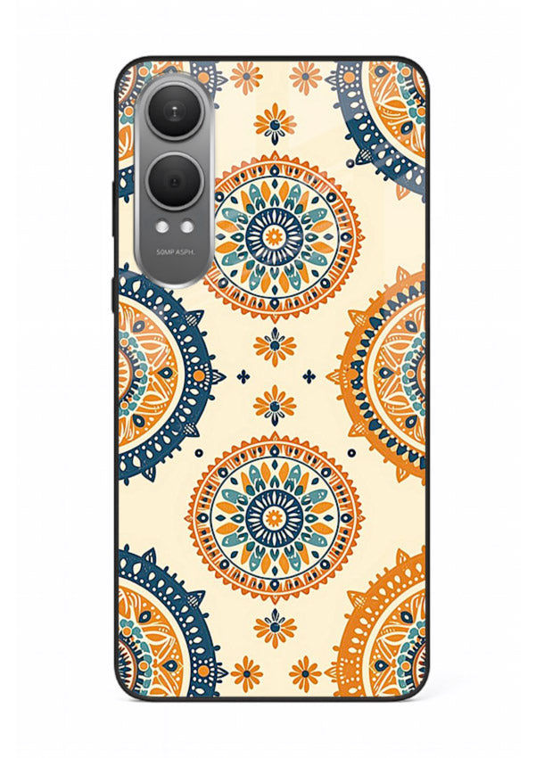 Orange Mandala Pattern vibrant mandala pattern OnePlus Nord CE4 Lite glass back cover