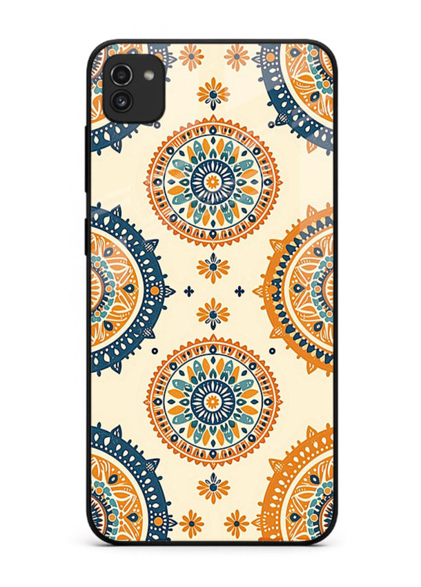 Orange Mandala Pattern vibrant mandala pattern Samsung A03 glass back cover