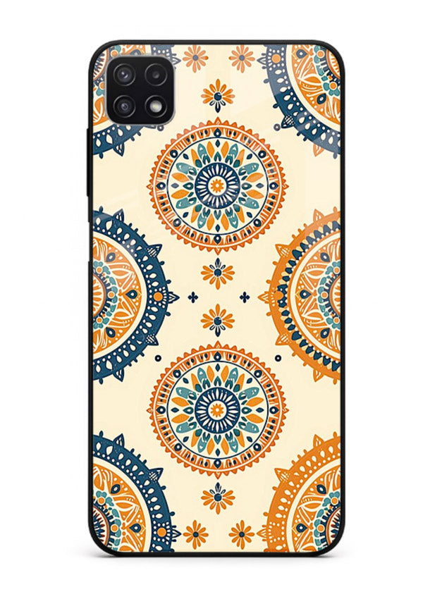 Orange Mandala Pattern vibrant mandala pattern Samsung F42 5G glass back cover