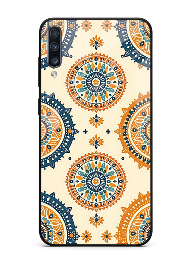 Orange Mandala Pattern vibrant mandala pattern Samsung A50 glass back cover