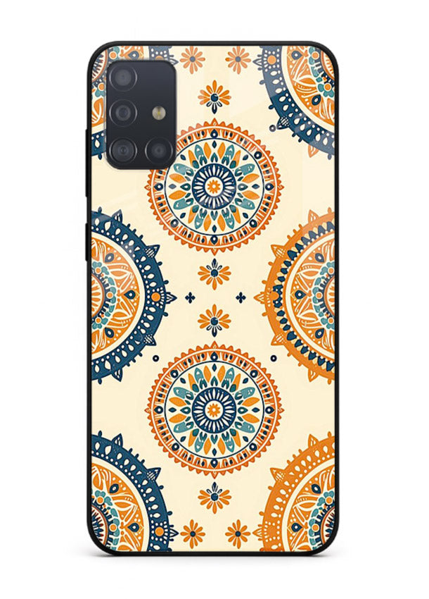 Orange Mandala Pattern vibrant mandala pattern Samsung A51 glass back cover