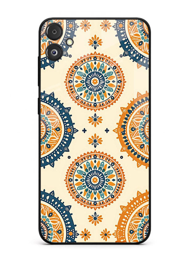 Orange Mandala Pattern vibrant mandala pattern Samsung F14 5G glass back cover