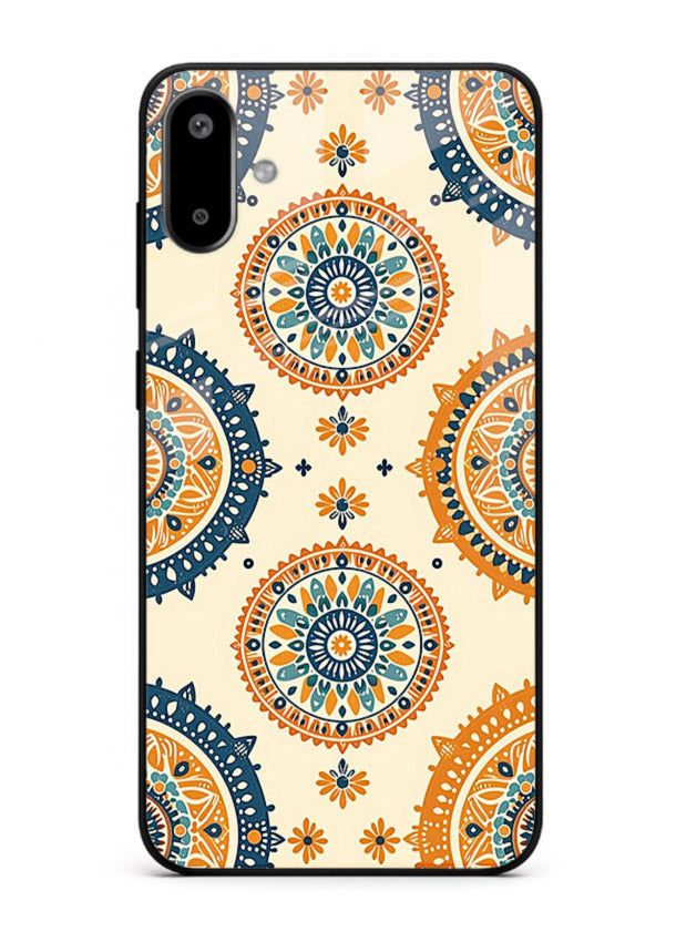 Orange Mandala Pattern vibrant mandala pattern Samsung F06 5G glass back cover