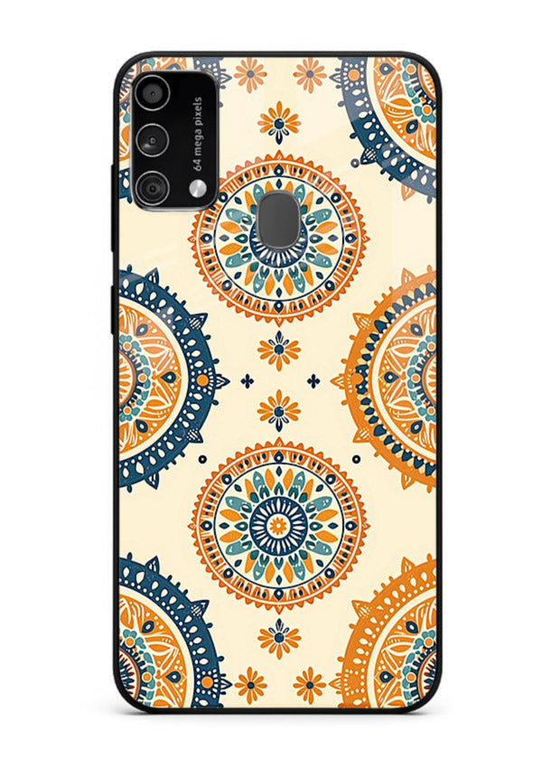 Orange Mandala Pattern vibrant mandala pattern Samsung F41 glass back cover
