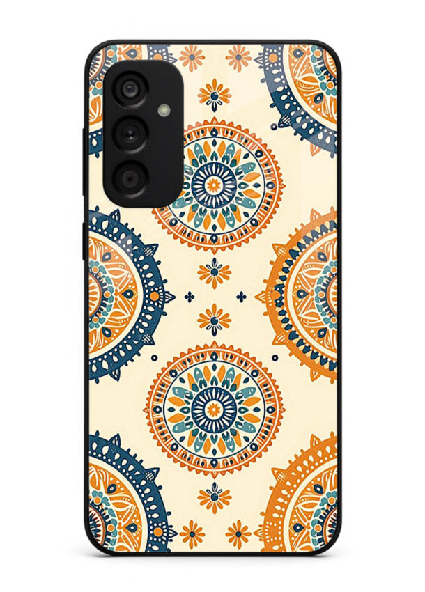 Orange Mandala Pattern vibrant mandala pattern Samsung A15 5G glass back cover