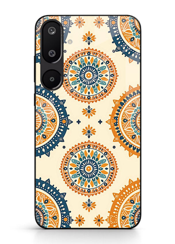 Orange Mandala Pattern vibrant mandala pattern Samsung F16 5G glass back cover
