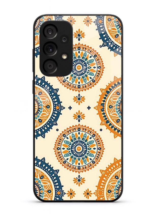 Orange Mandala Pattern vibrant mandala pattern Samsung A53 5G glass back cover