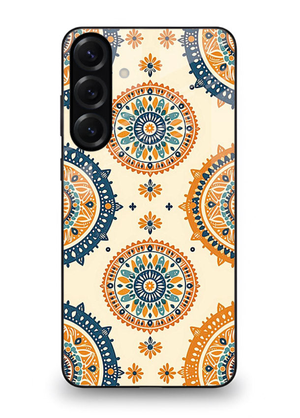 Orange Mandala Pattern vibrant mandala pattern Samsung M55 5G glass back cover