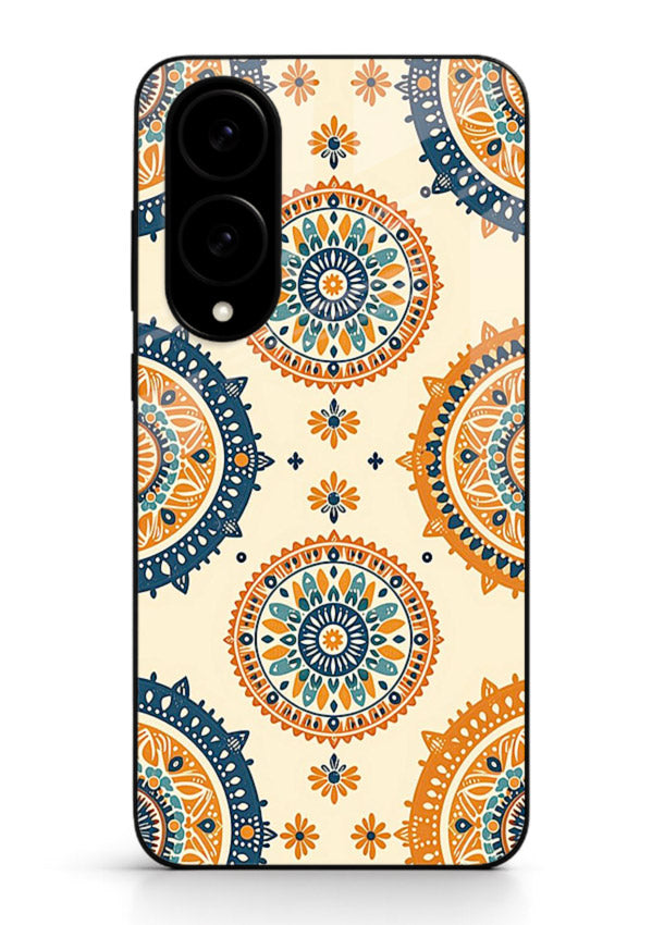 Orange Mandala Pattern vibrant mandala pattern Samsung S25 Edge glass back cover