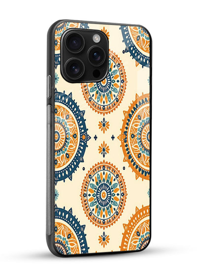 Orange Mandala Pattern vibrant mandala pattern glossy vibrant premium glass back cover - Angle Side