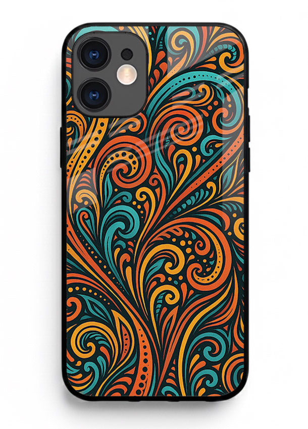 Ornate Floral Swirls decorative floral pattern iphone 12 mini glass back cover