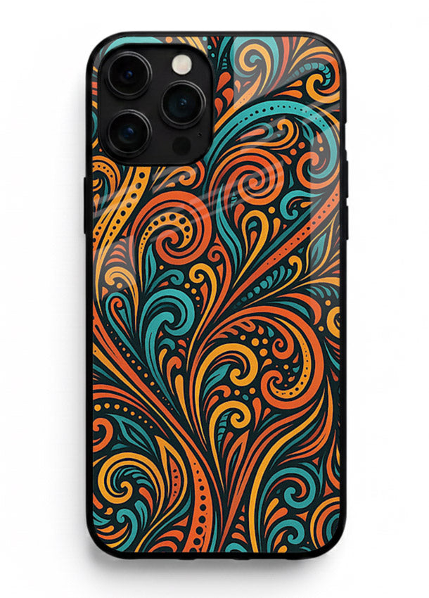 Ornate Floral Swirls decorative floral pattern iphone 13 pro max glass back cover