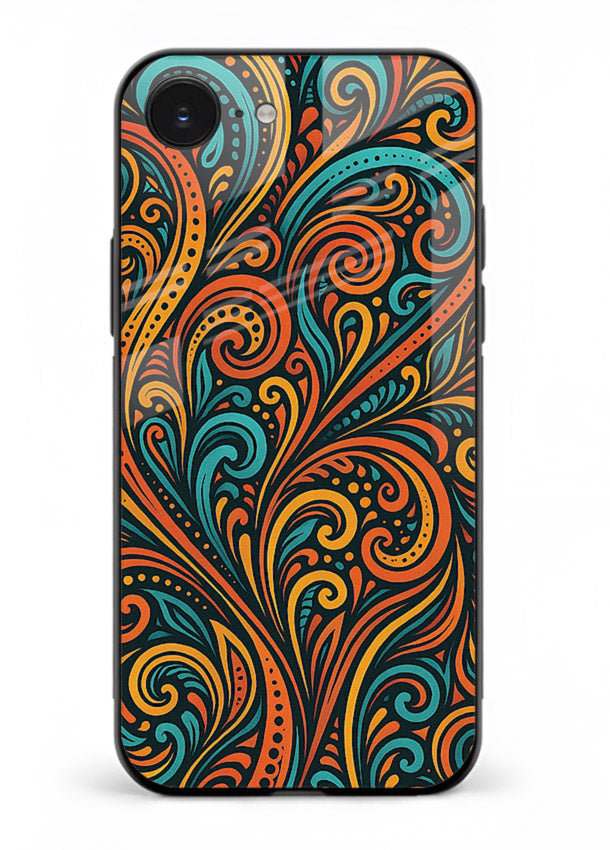 Ornate Floral Swirls decorative floral pattern iphone 16e glass back cover
