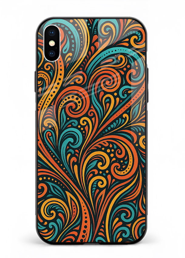 Ornate Floral Swirls decorative floral pattern iphone xs max glass back cover