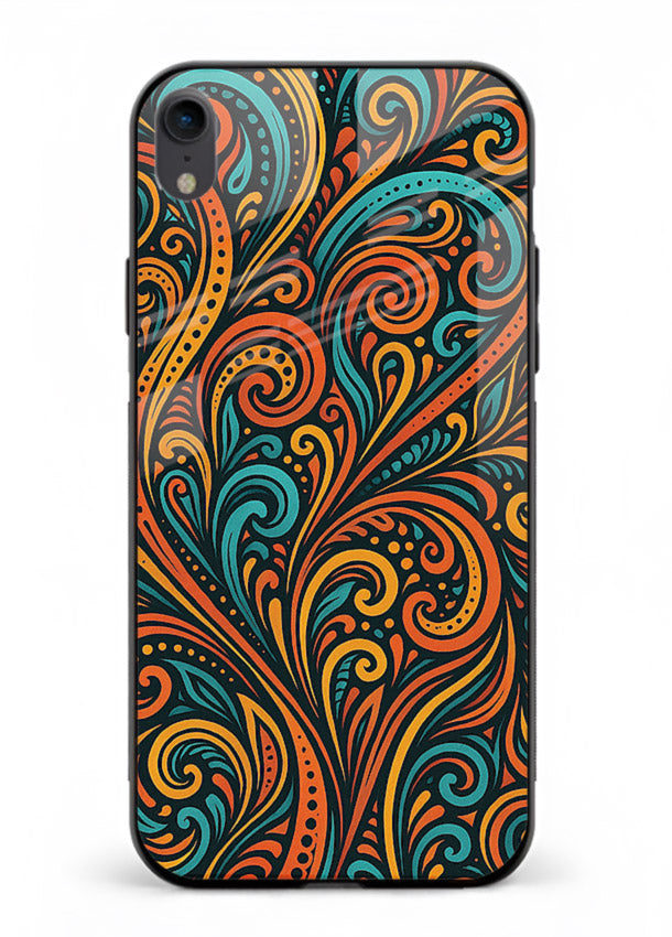 Ornate Floral Swirls decorative floral pattern iphone xr glass back cover