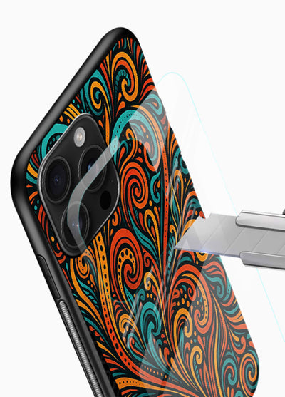 Ornate Floral Swirls decorative floral pattern glossy vibrant premium glass back cover - Angle Blade