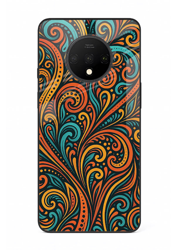 Ornate Floral Swirls decorative floral pattern OnePlus 7T glass back cover