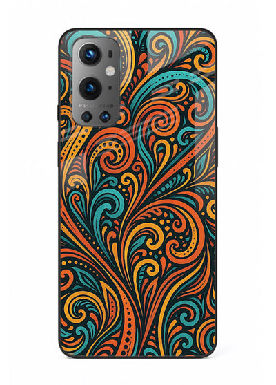 Ornate Floral Swirls decorative floral pattern OnePlus 9 glass back cover