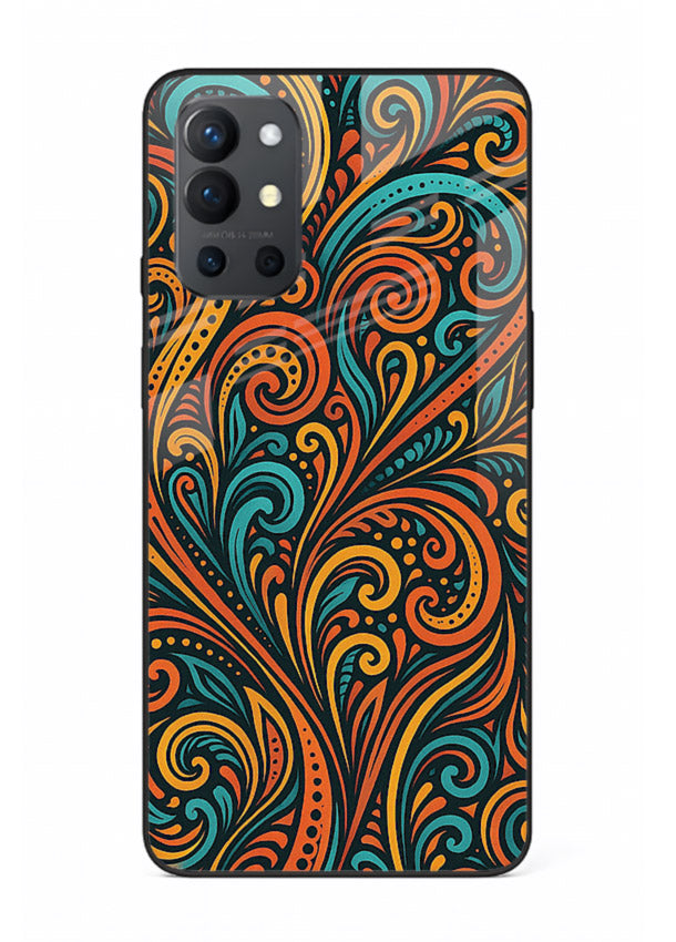 Ornate Floral Swirls decorative floral pattern OnePlus 9R glass back cover