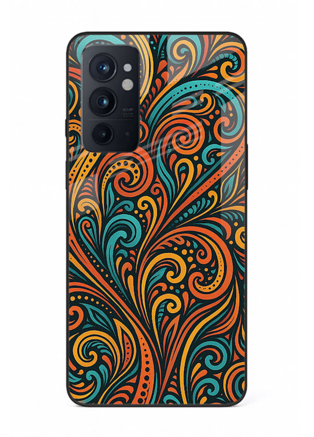 Ornate Floral Swirls decorative floral pattern OnePlus 9RT glass back cover