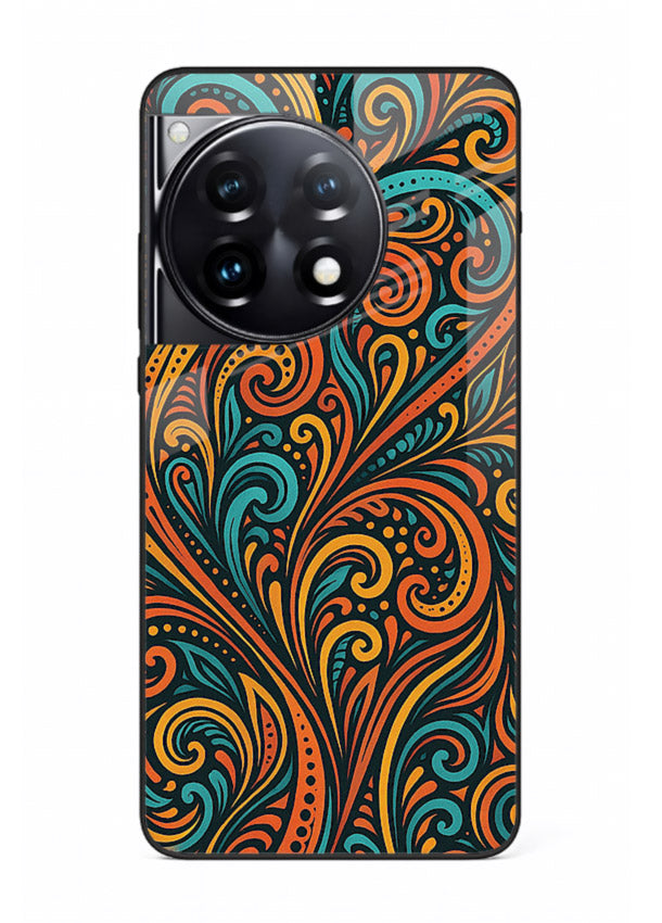 Ornate Floral Swirls decorative floral pattern OnePlus 12R glass back cover