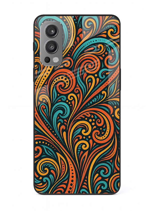 Ornate Floral Swirls decorative floral pattern OnePlus Nord 2 glass back cover
