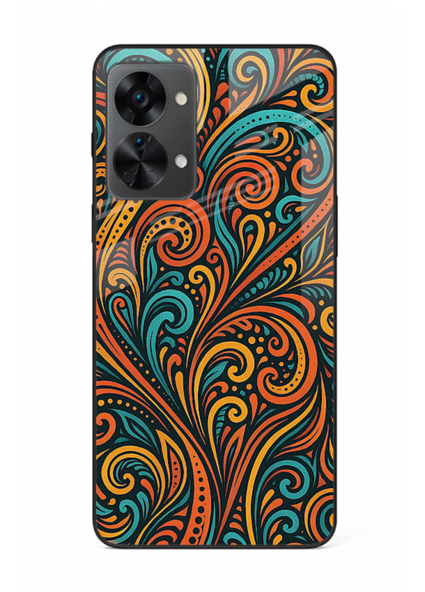 Ornate Floral Swirls decorative floral pattern OnePlus Nord 2T glass back cover