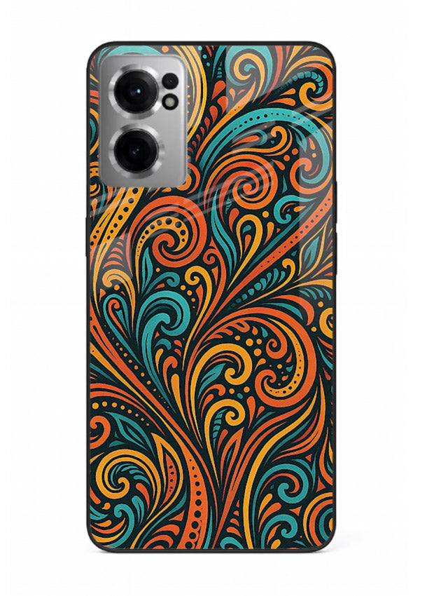 Ornate Floral Swirls decorative floral pattern OnePlus Nord CE2 5G glass back cover