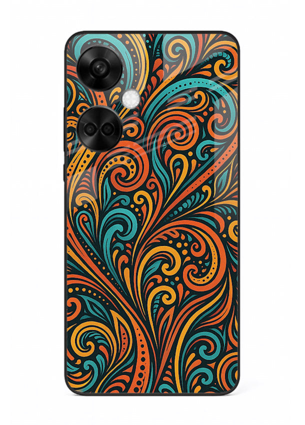 Ornate Floral Swirls decorative floral pattern OnePlus Nord CE3 glass back cover