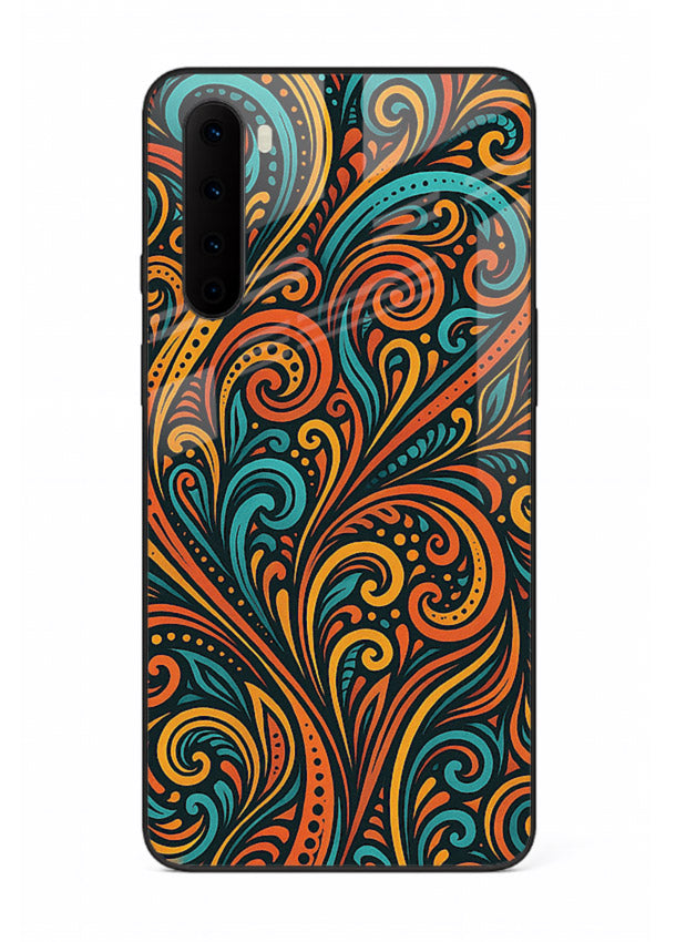 Ornate Floral Swirls decorative floral pattern OnePlus Nord glass back cover