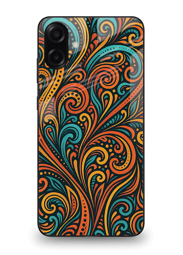 Ornate Floral Swirls decorative floral pattern Samsung M13 5G glass back cover