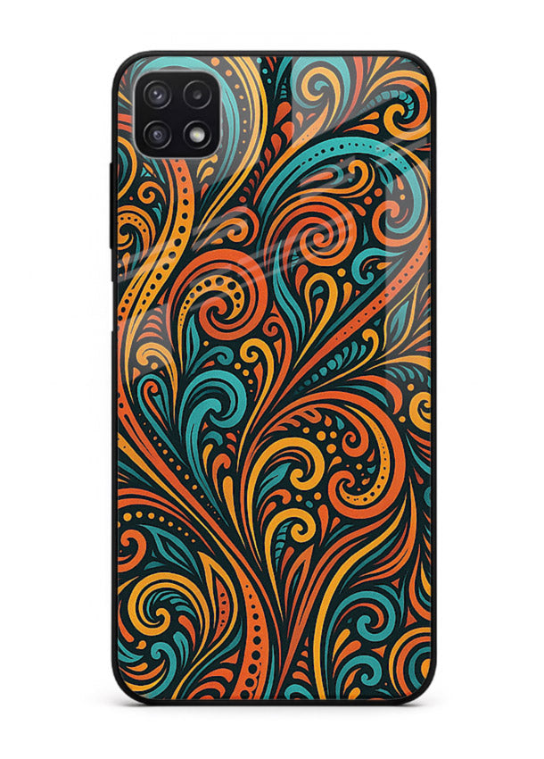 Ornate Floral Swirls decorative floral pattern Samsung A22 5G glass back cover