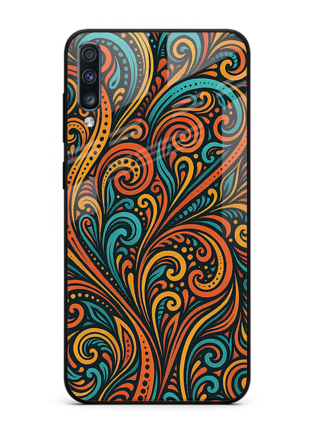 Ornate Floral Swirls decorative floral pattern Samsung A70 glass back cover