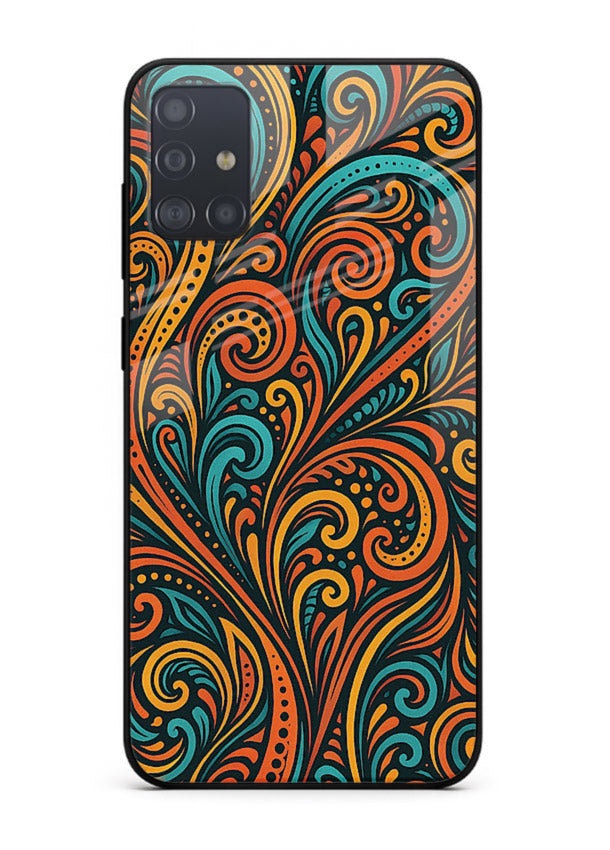 Ornate Floral Swirls decorative floral pattern Samsung A71 glass back cover