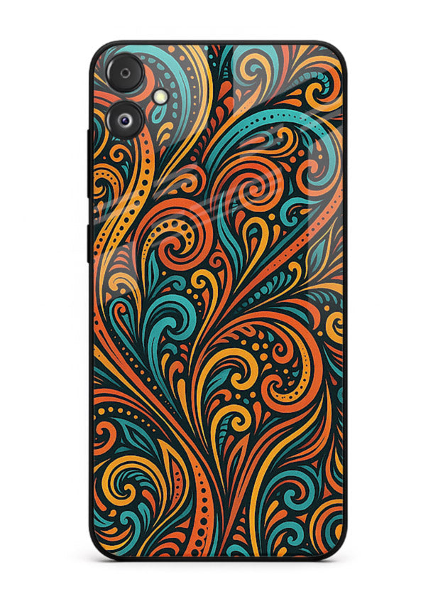 Ornate Floral Swirls decorative floral pattern Samsung F14 5G glass back cover