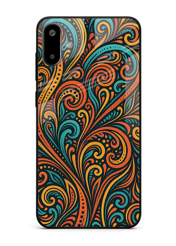 Ornate Floral Swirls decorative floral pattern Samsung F06 5G glass back cover