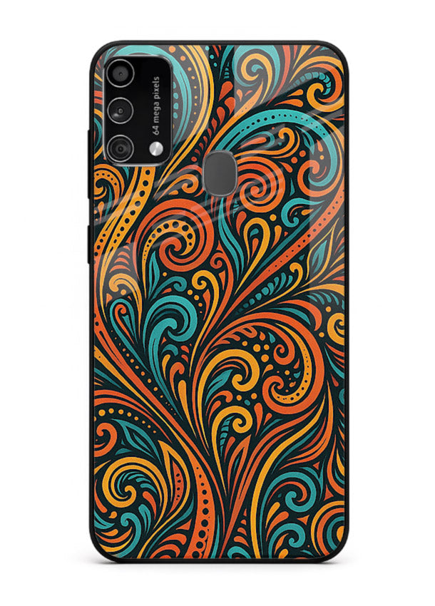 Ornate Floral Swirls decorative floral pattern Samsung F41 glass back cover