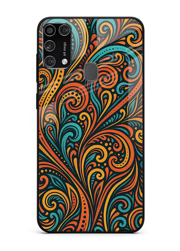 Ornate Floral Swirls decorative floral pattern Samsung M31 Prime glass back cover