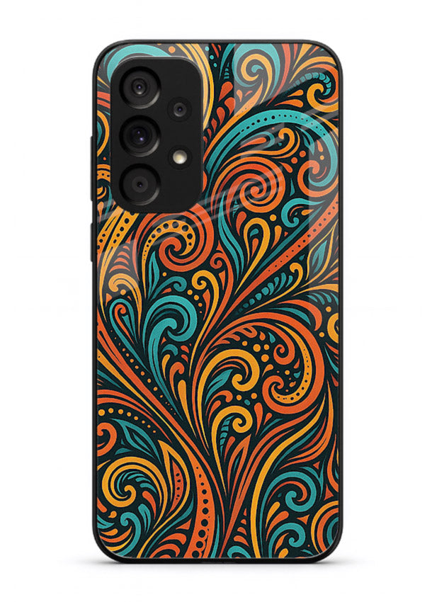 Ornate Floral Swirls decorative floral pattern Samsung A53 5G glass back cover