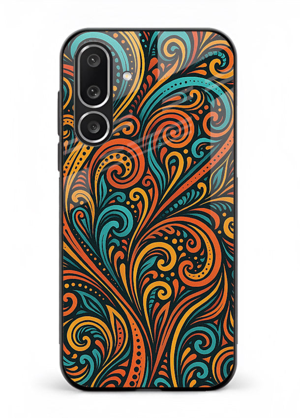 Ornate Floral Swirls decorative floral pattern Samsung M36 5G glass back cover